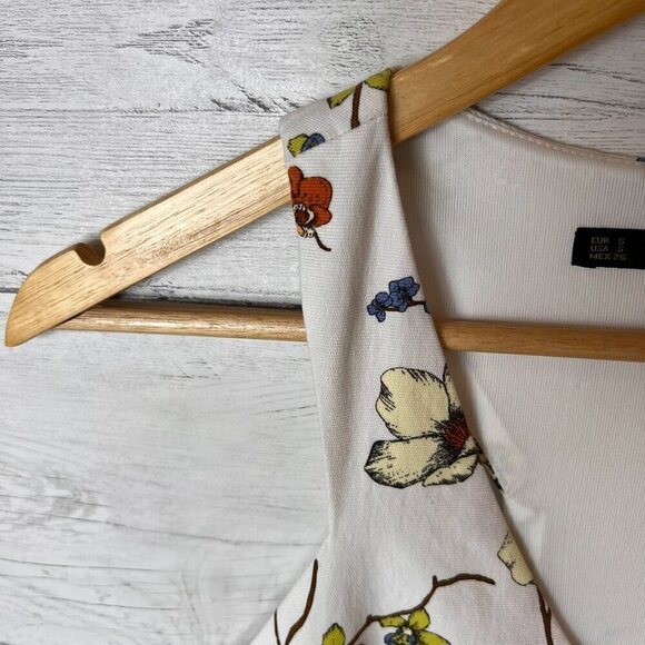 Zara Dress Womens Size Small White Floral Sleeveless Cottagecore Side Zipper - Picture 11 of 16